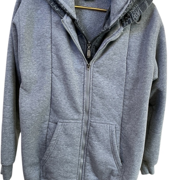 KENPO Gray double Zip-Up layered Hoodie dragon print medium - Picture 2 of 6